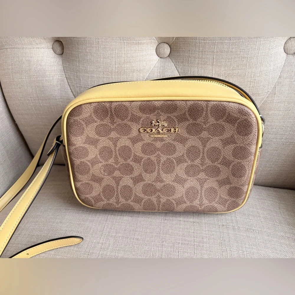Coach Signature Brown and Yellow Crossbody Bag